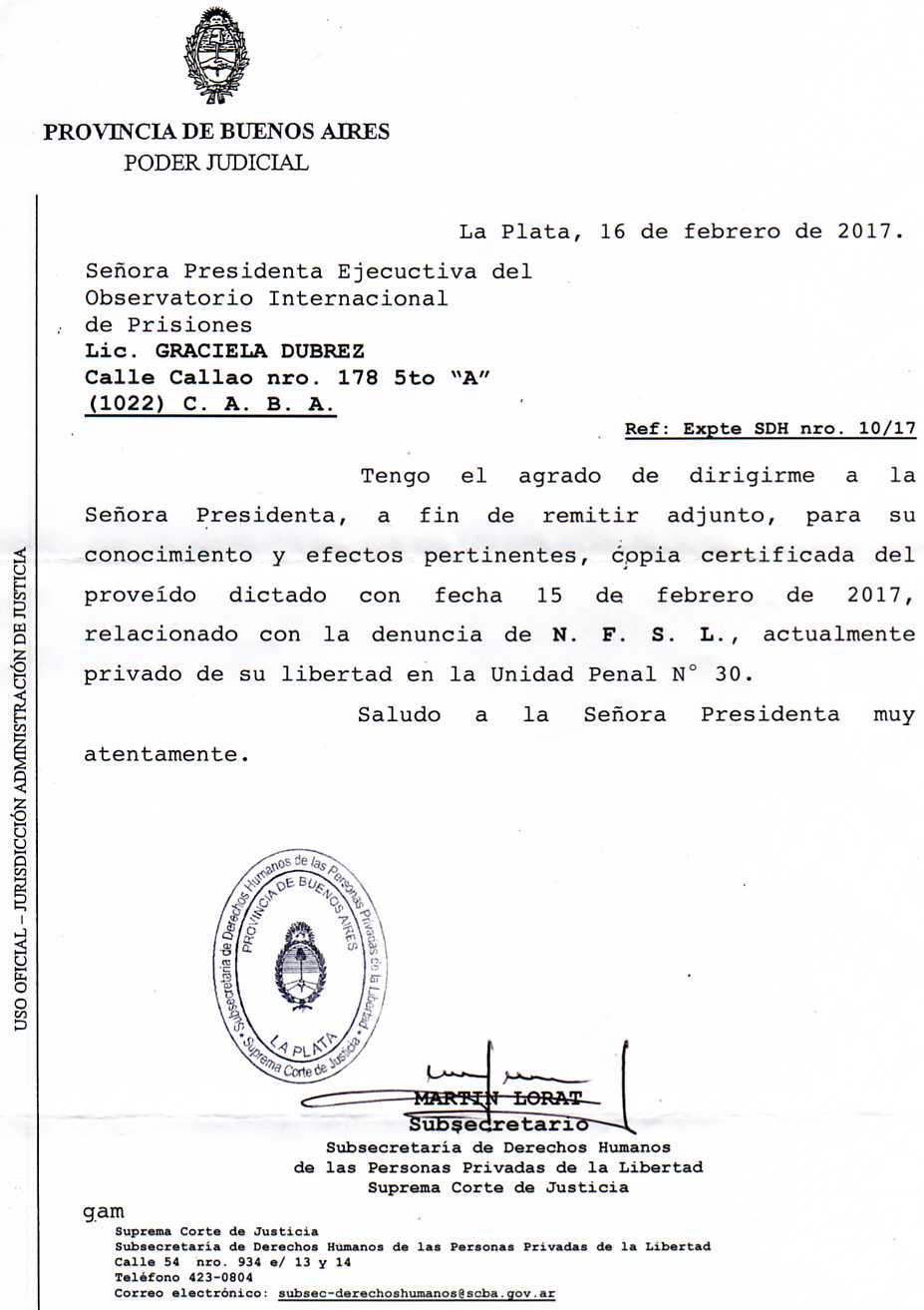 reclamos al superior tribunal sobre condiciones de detención001