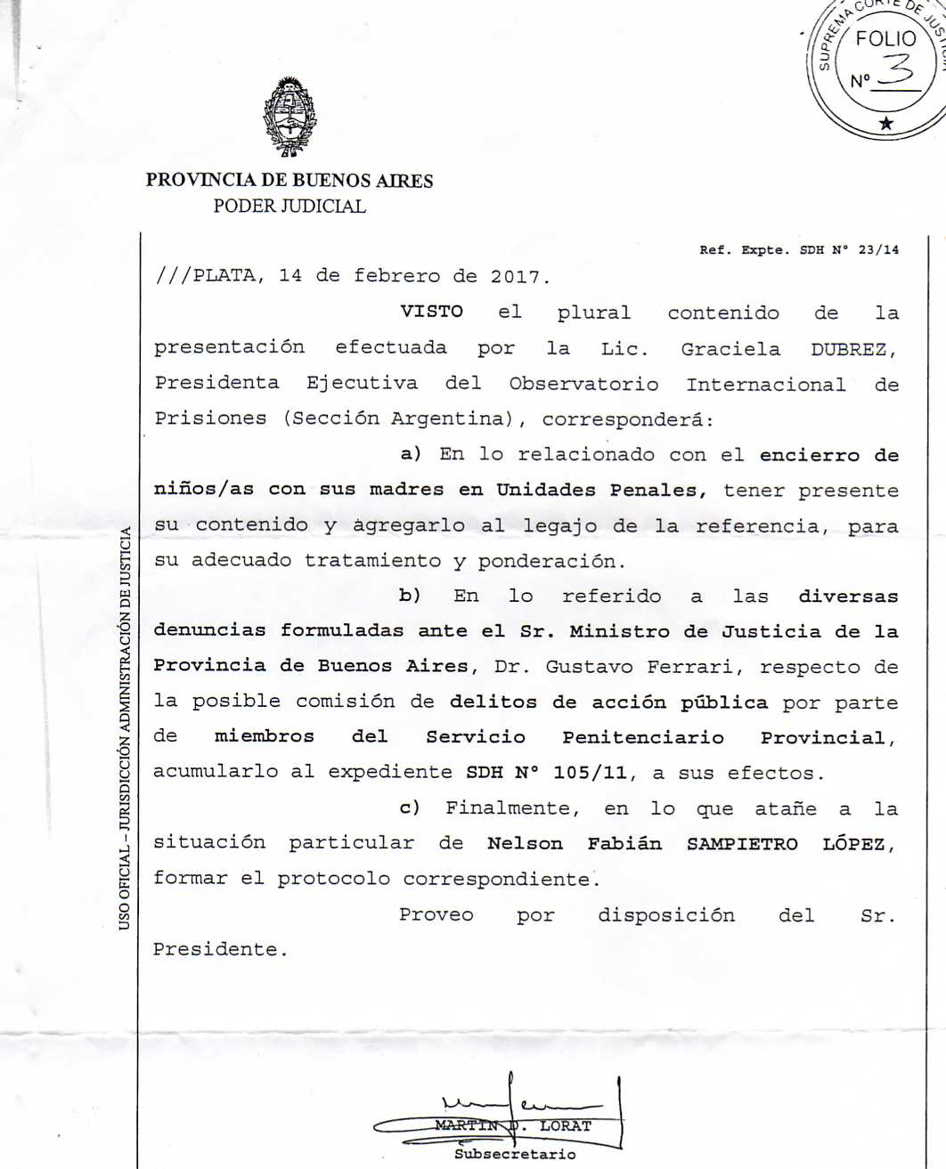 reclamos al superior tribunal sobre condiciones de detención002