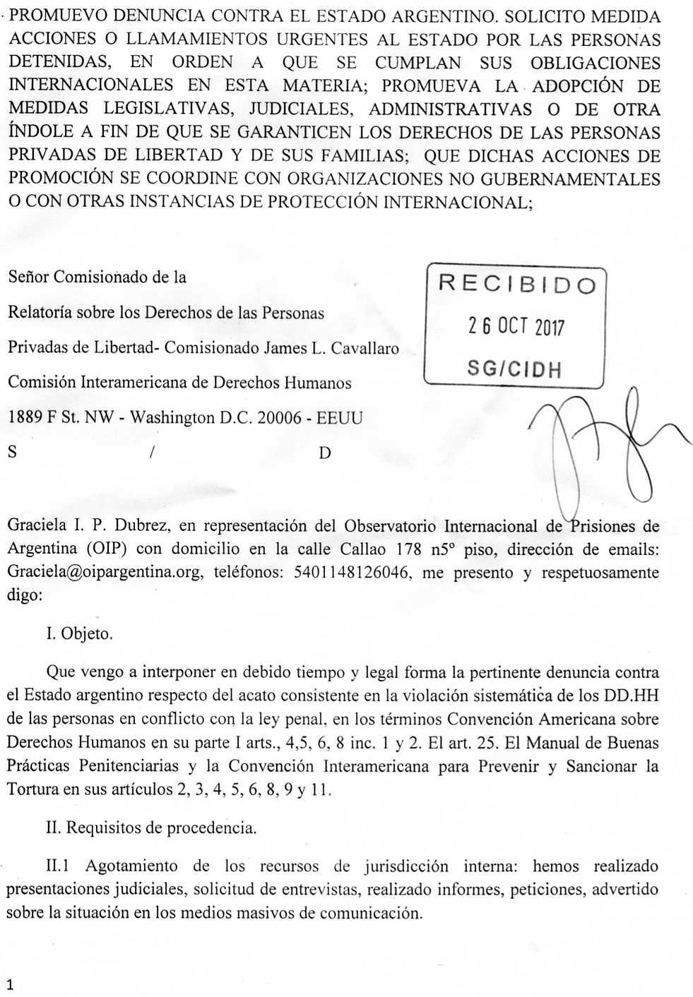 reunión bilateral con el comisionado decarceles OEA001